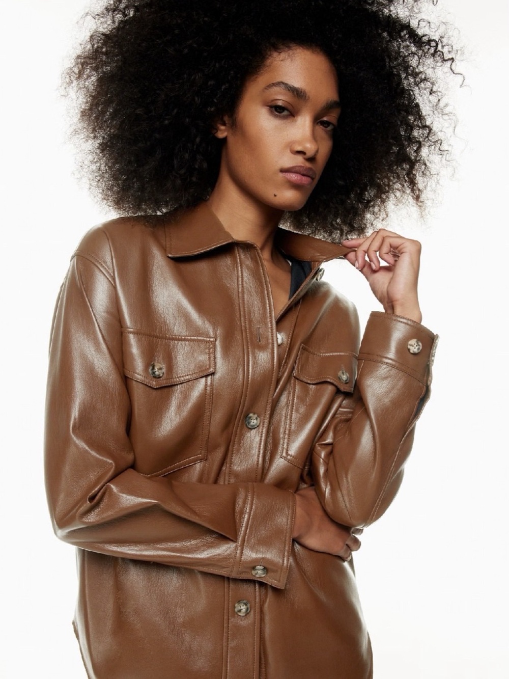 Wilfred The Ganna Vegan Leather Brown Shirt Jacket Like New